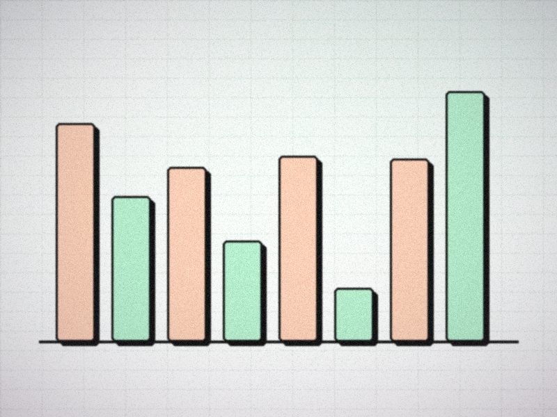 Graphique en barres vert et pêche dessiné sur une grille de tableur