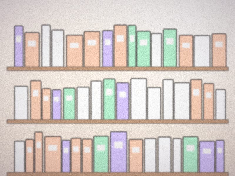 Étagères de classeurs aux couleurs menthe, lilas et pêche