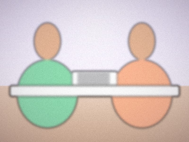 Illustration de deux personnes échangeant autour d'une table de réunion